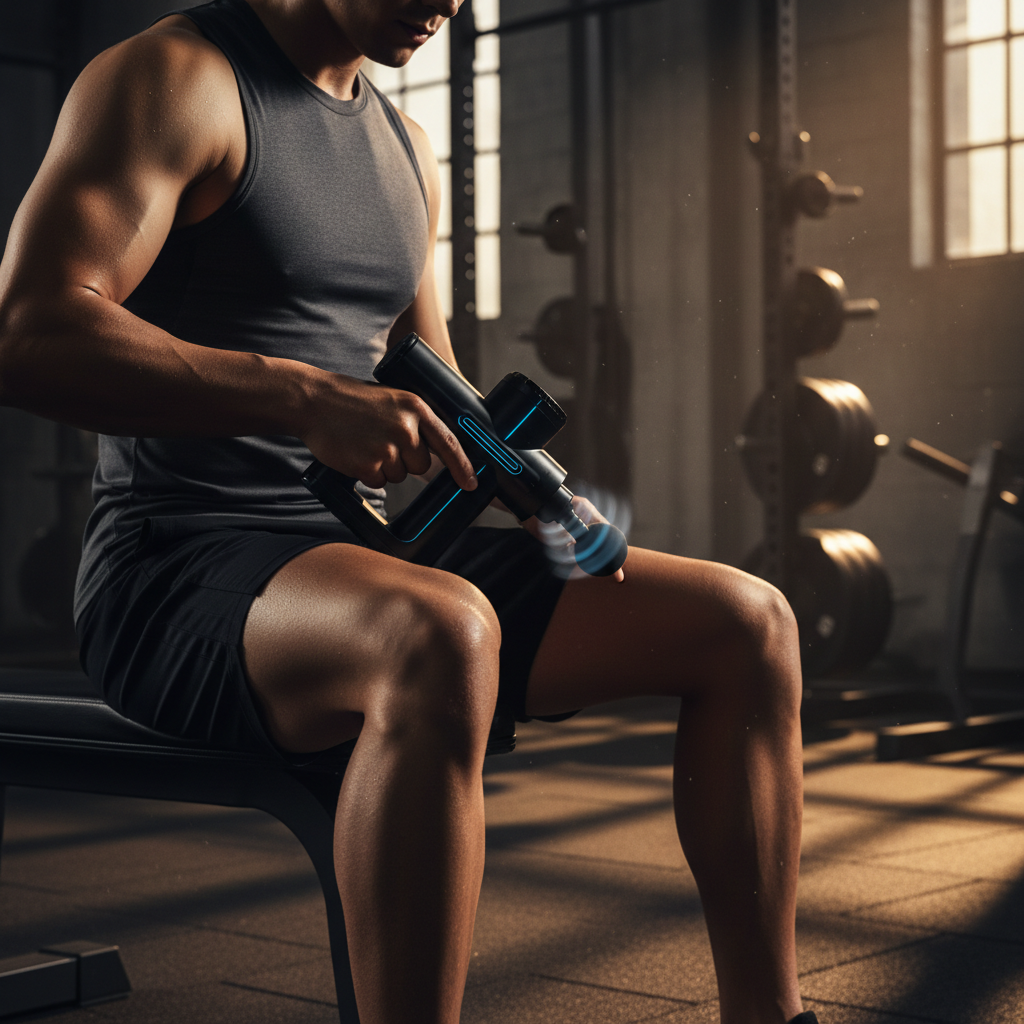 Athlete using VANTA Recovery Gun